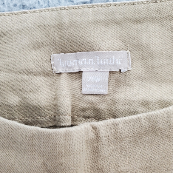 Woman Within Pull On Capri Pants Flex Waist Plus Size 20W Tan - Picture 2 of 9